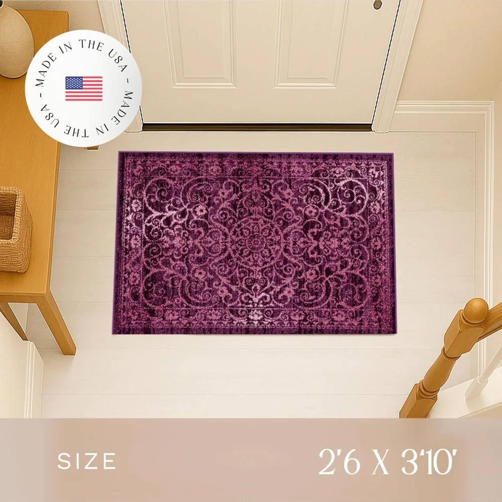 Pelham Vintage Medallion Accent Rug, 2'6" x 3'10", Wineberry, view 2