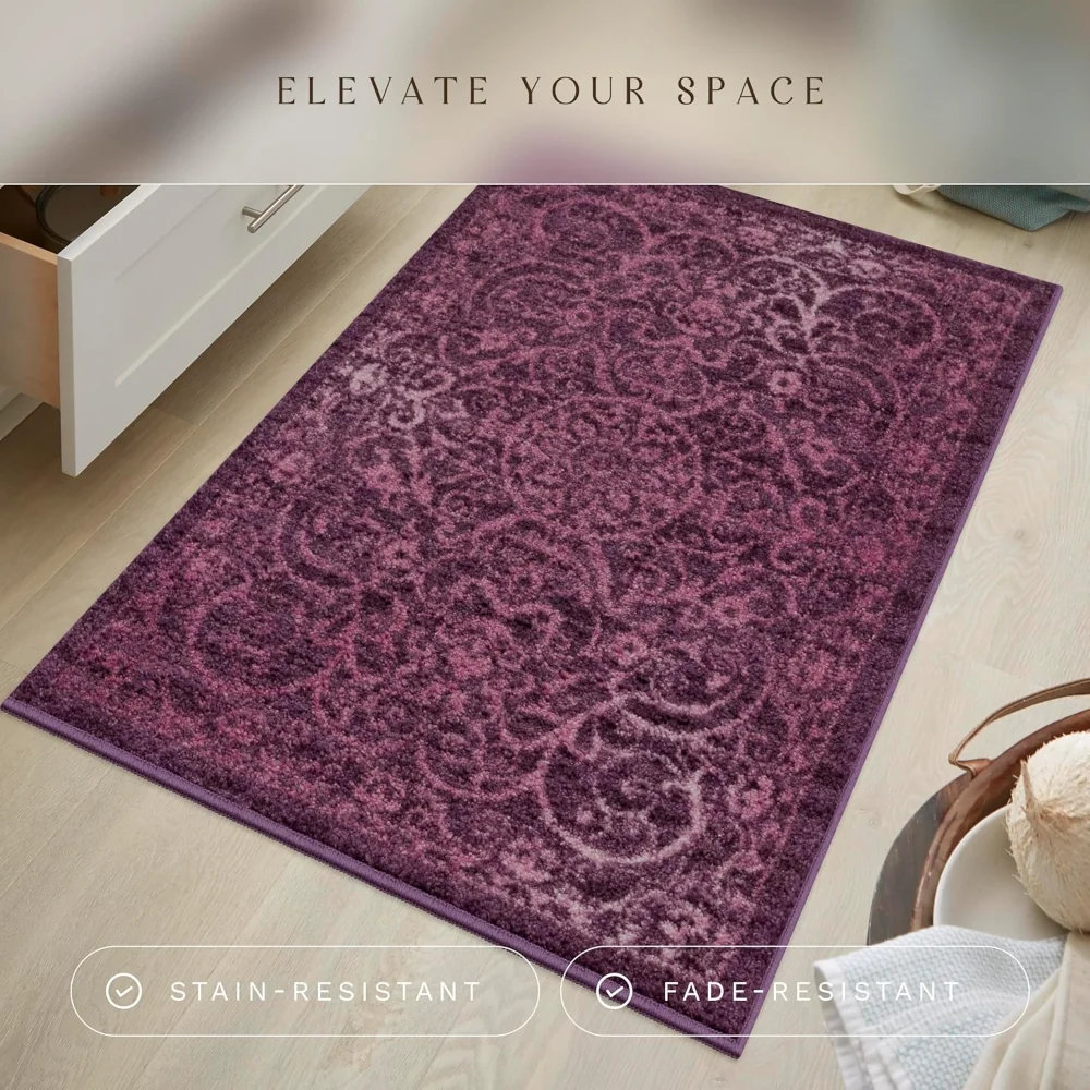 Pelham Vintage Medallion Accent Rug, 2'6" x 3'10", Wineberry, view 3