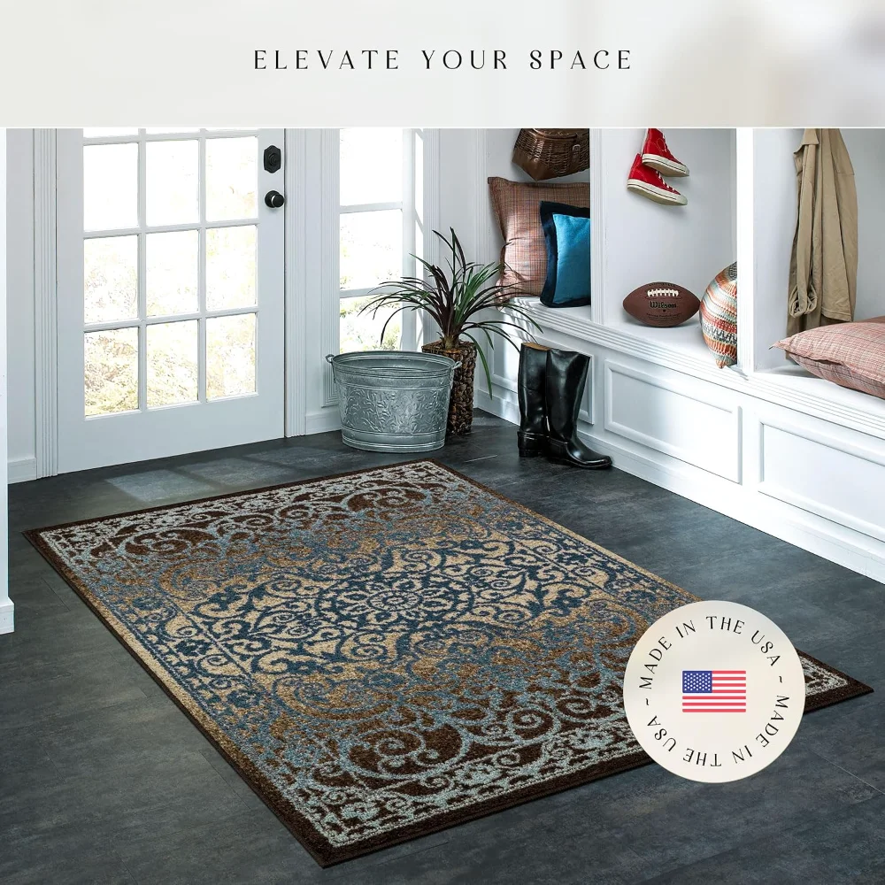 Pelham Vintage Medallion Pet Mat, 3'4" x 5', Blue, view 2