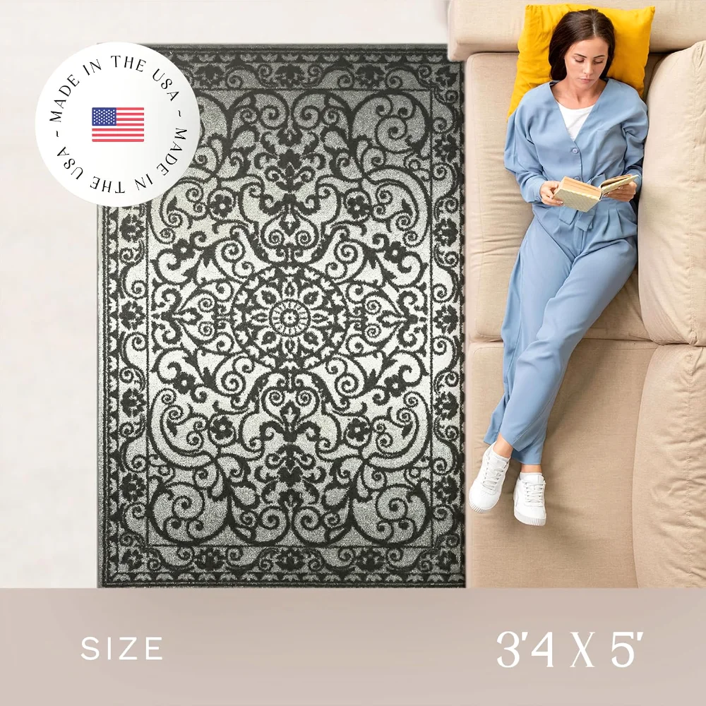 Pelham Vintage Medallion Pet Mat, 3'4" x 5', Grey, view 3