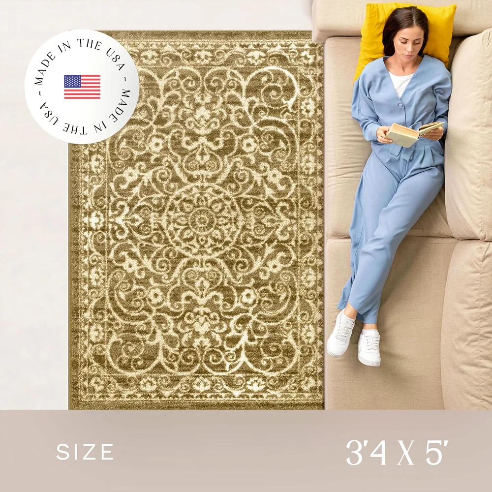 Pelham Vintage Medallion Pet Mat, 3'4" x 5', Khaki, view 4