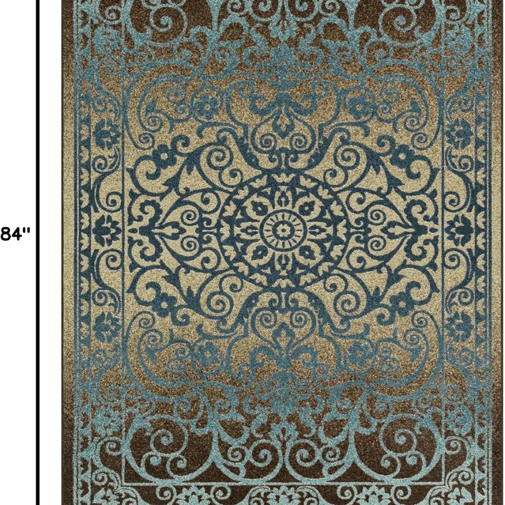 Pelham Vintage Medallion Pet Mat, 4'9" x 7', Blue, view 2
