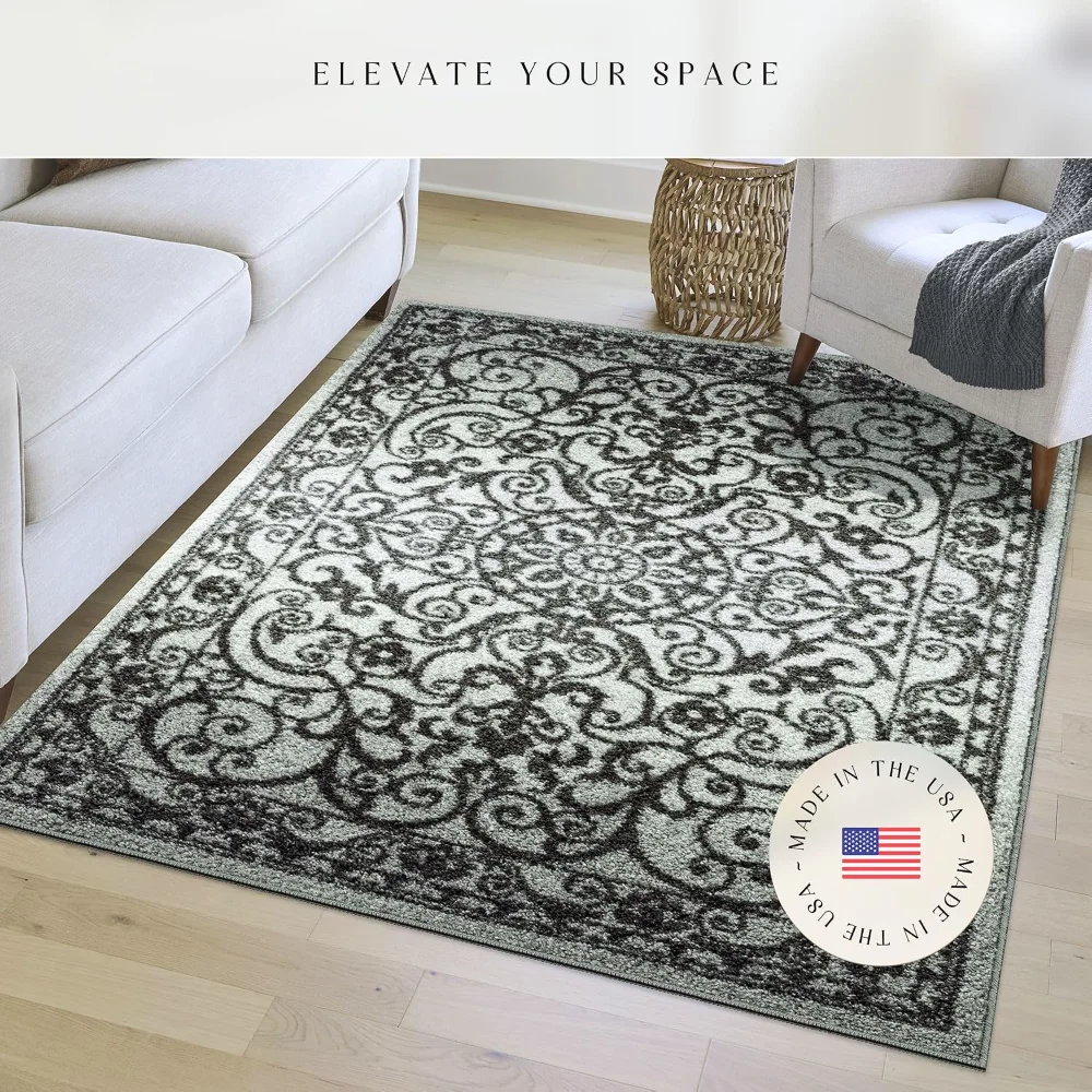 Pelham Vintage Medallion Pet Mat, 4'9" x 7', Grey, view 3