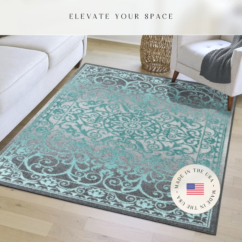 Pelham Vintage Medallion Pet Mat, 4'9" x 7', Grey, view 3