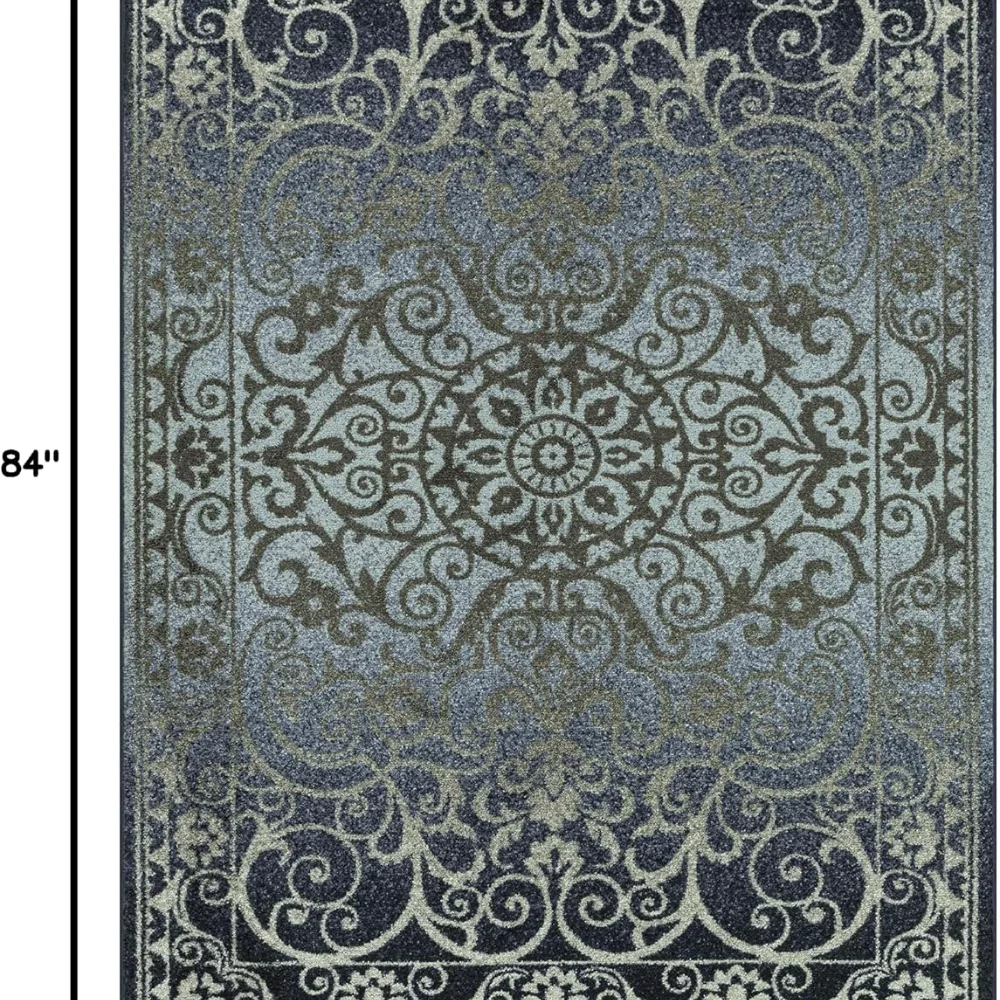 Pelham Vintage Medallion Pet Mat, 4'9" x 7', Navy, view 2