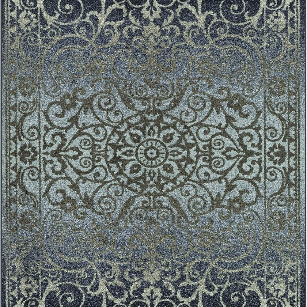 Pelham Vintage Medallion Pet Mat, 4'9" x 7', Navy