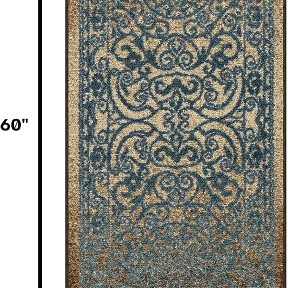 Pelham Vintage Medallion Runner, 1'8" x 5', Blue, view 2