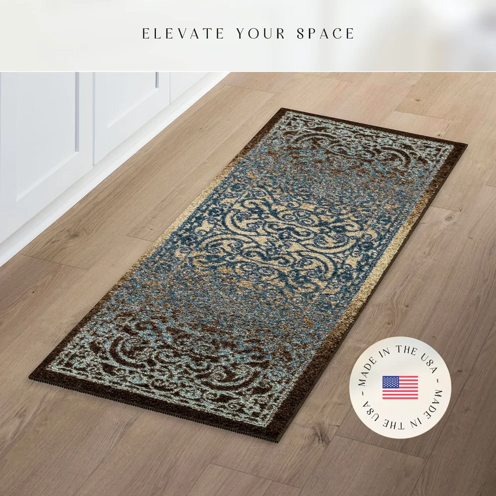 Pelham Vintage Medallion Runner, 1'8" x 5', Blue, view 3