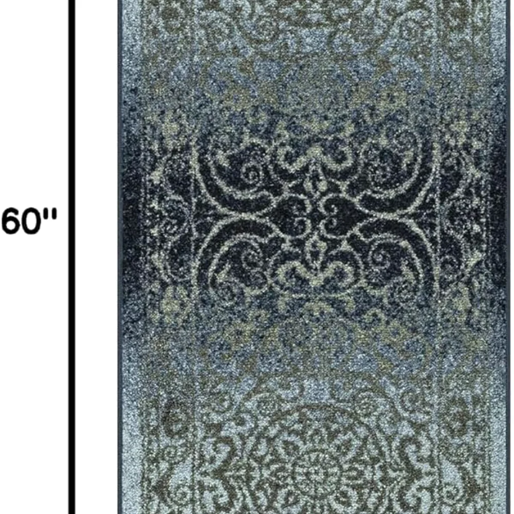 Pelham Vintage Medallion Runner, 1'8" x 5', Navy, view 2