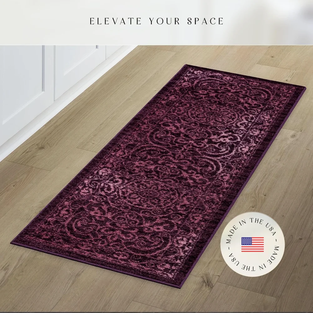 Pelham Vintage Medallion Runner, 1'8" x 5', Wineberry, view 3