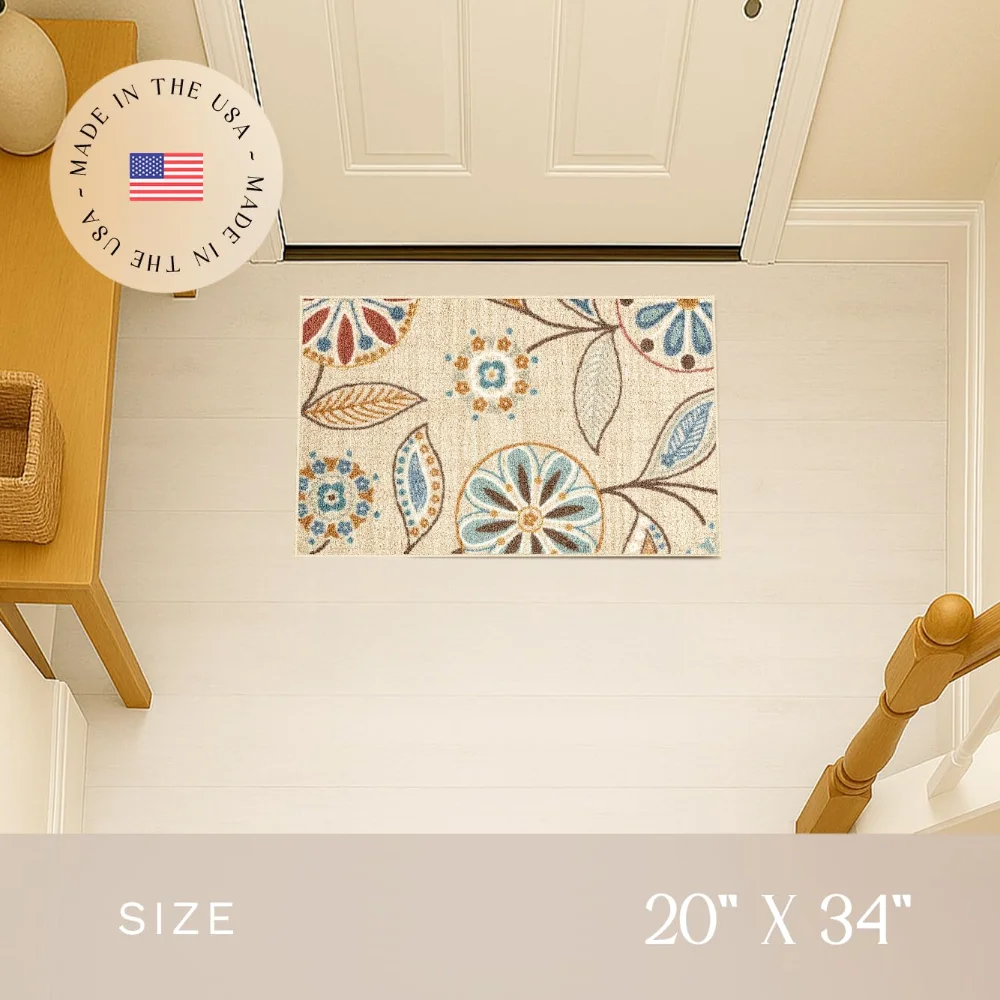 Reggie Floral Accent Rug, 1'8" x 2'10", Beige, view 2
