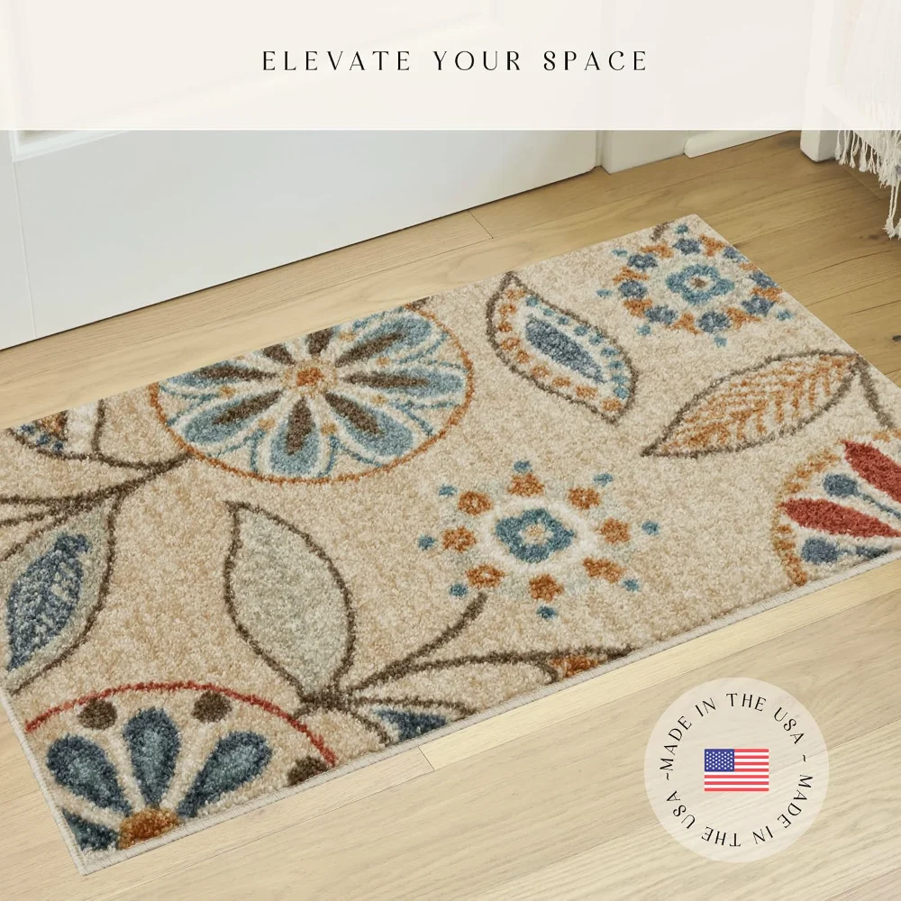 Reggie Floral Accent Rug, 1'8" x 2'10", Beige, view 4