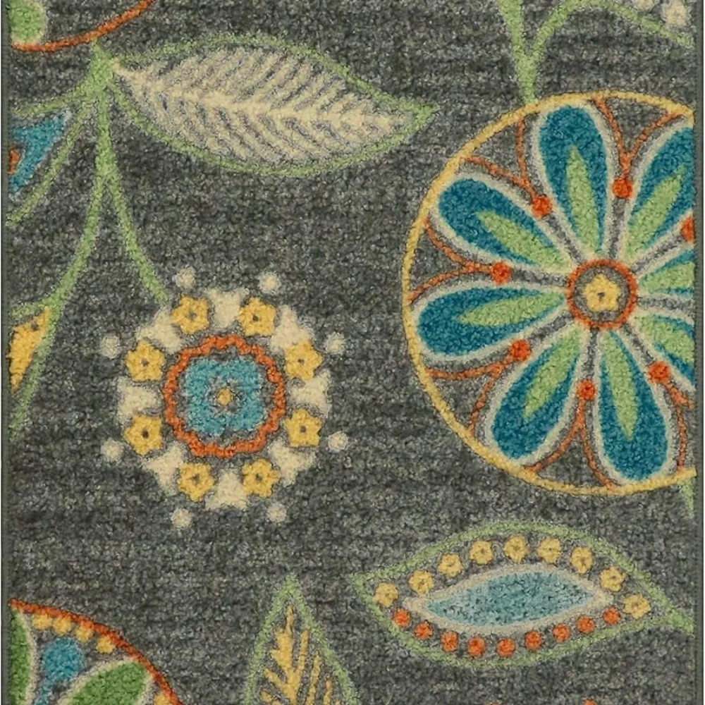 Reggie Floral Accent Rug, 1'8" x 2'10", Dark Grey