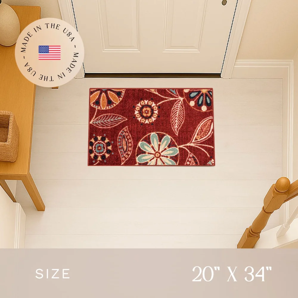 Reggie Floral Accent Rug, 1'8" x 2'10", Merlot, view 2