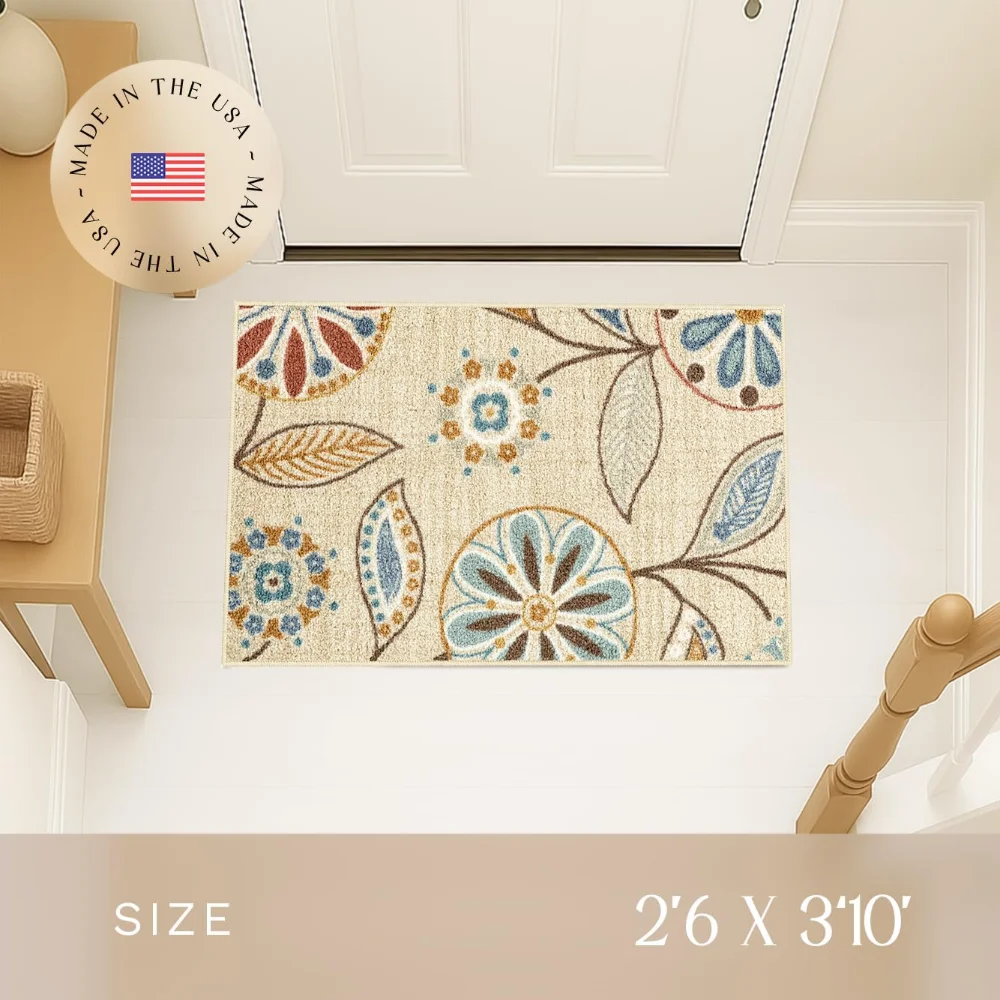 Reggie Floral Accent Rug, 2'6" x 3'10", Beige, view 3