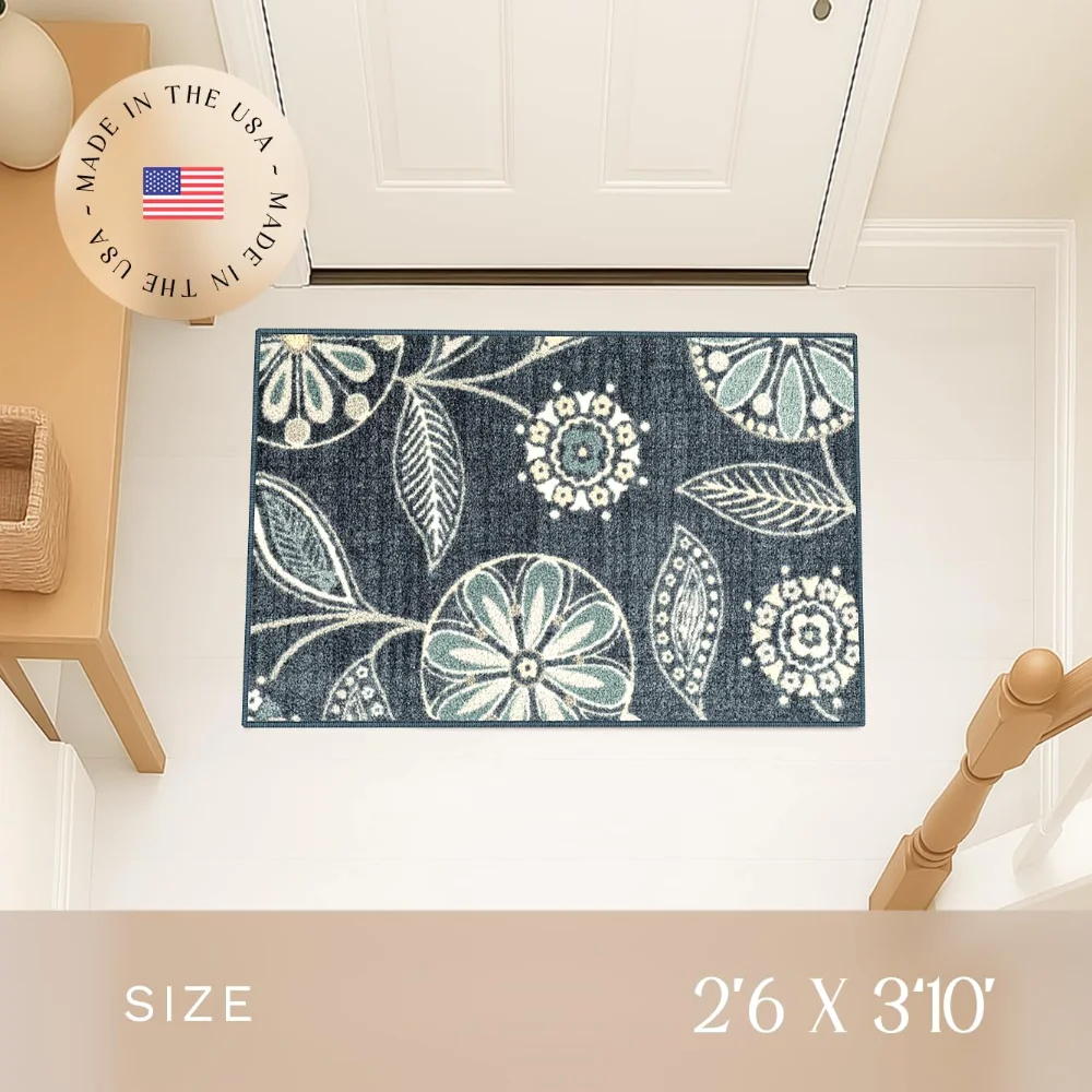 Reggie Floral Accent Rug, 2'6" x 3'10", Blue, view 3