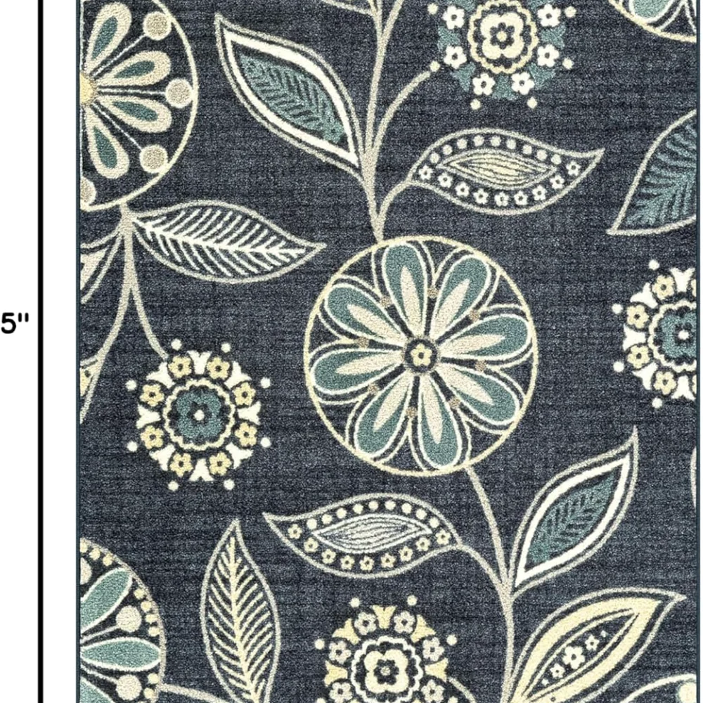 Reggie Floral Pet Mat, 3'4" x 5', Blue, view 2