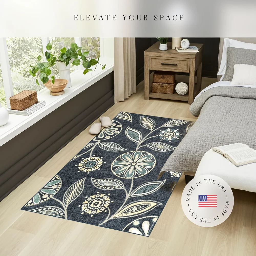 Reggie Floral Pet Mat, 3'4" x 5', Blue, view 3