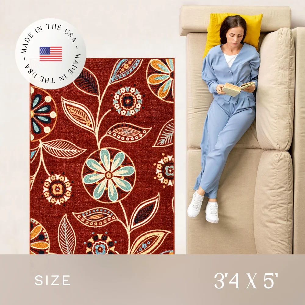 Reggie Floral Pet Mat, 3'4" x 5', Merlot, view 4
