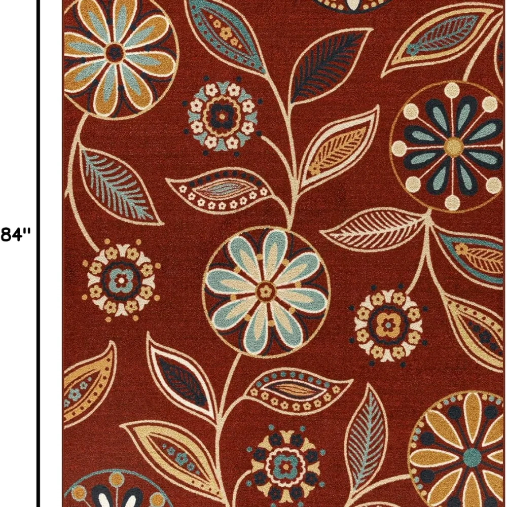Reggie Floral Pet Mat, 4'9" x 7', Merlot, view 2