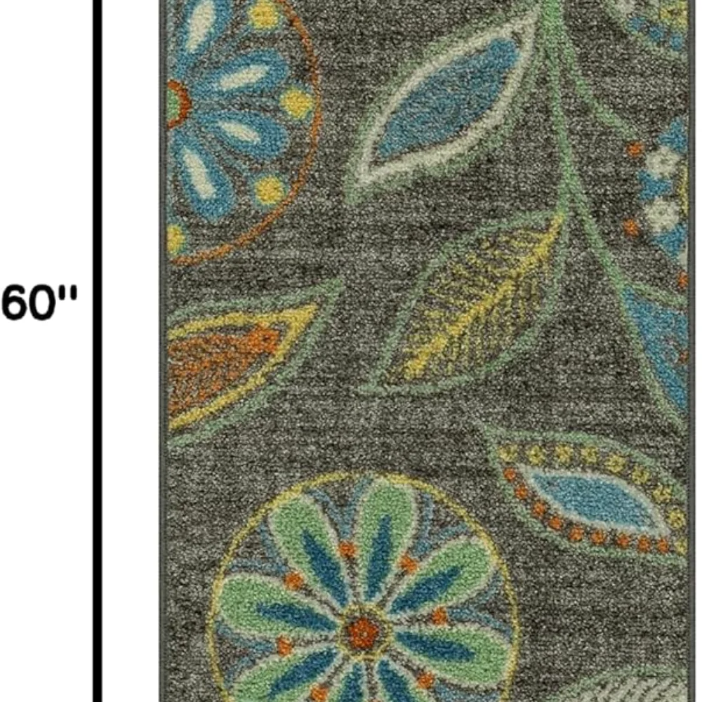 Reggie Floral Runner, 1'8" x 5', Dark Grey, view 2