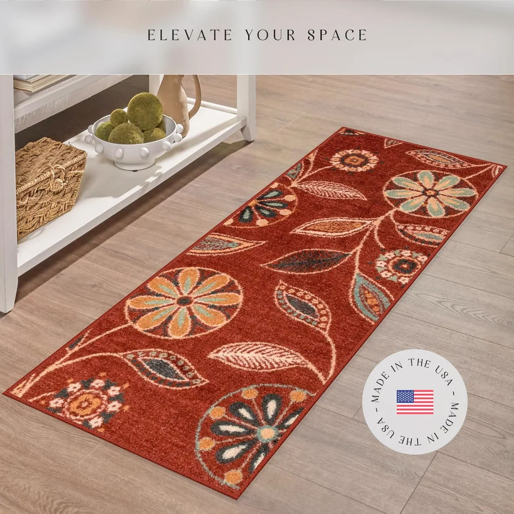 Reggie Floral Runner, 1'8" x 5', Merlot, view 2