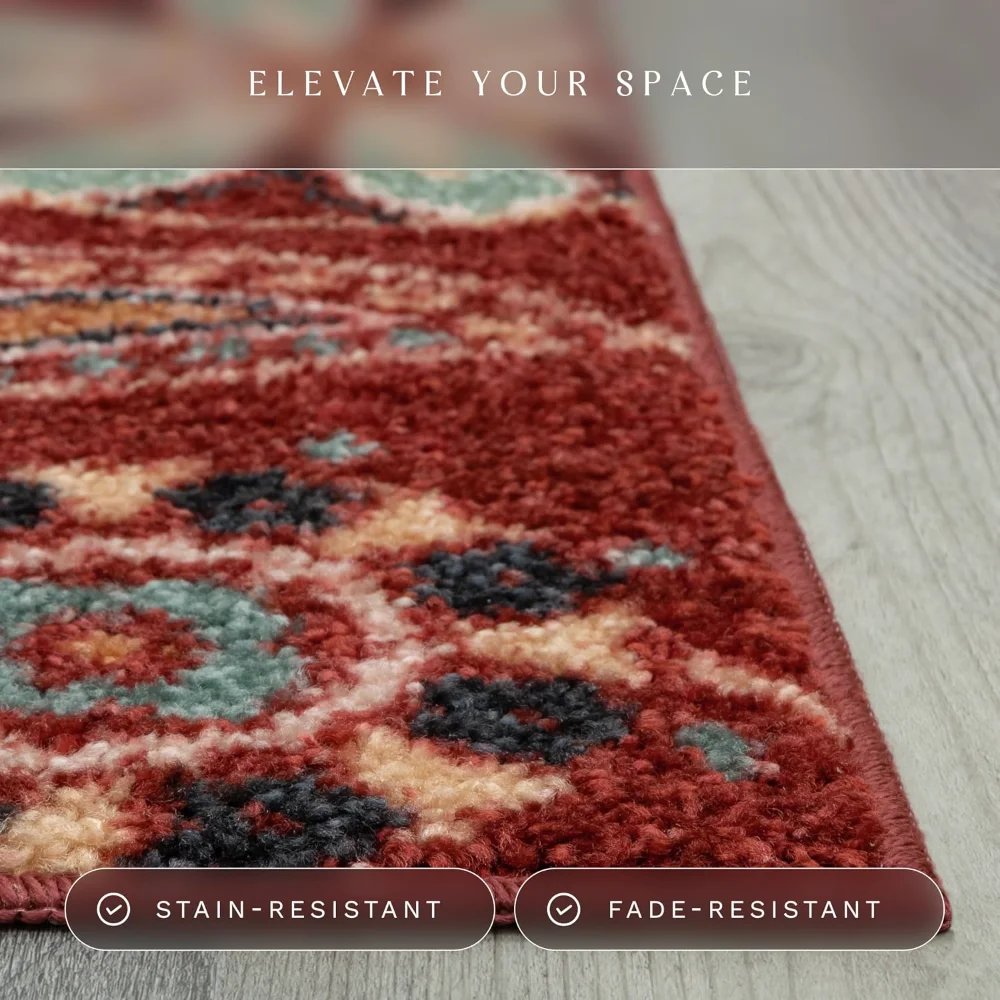 Reggie Floral Runner, 1'8" x 5', Merlot, view 4