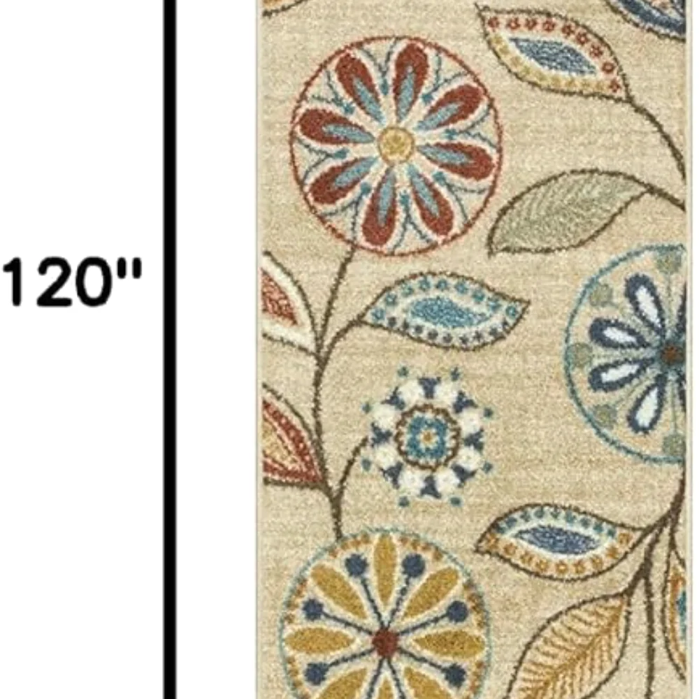 Reggie Floral Runner, 2' x 10', Beige, view 2