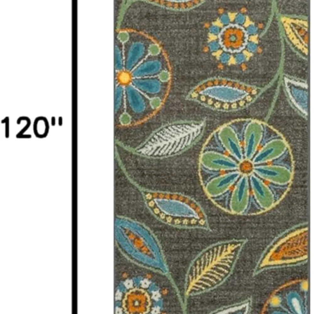Reggie Floral Runner, 2' x 10', Dark Grey, view 2