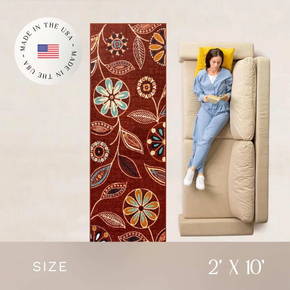 Reggie Floral Runner, 2' x 10', Merlot, view 4