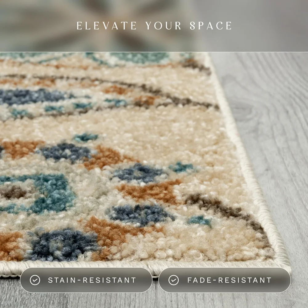 Reggie Floral Runner, 2' x 6', Beige, view 4