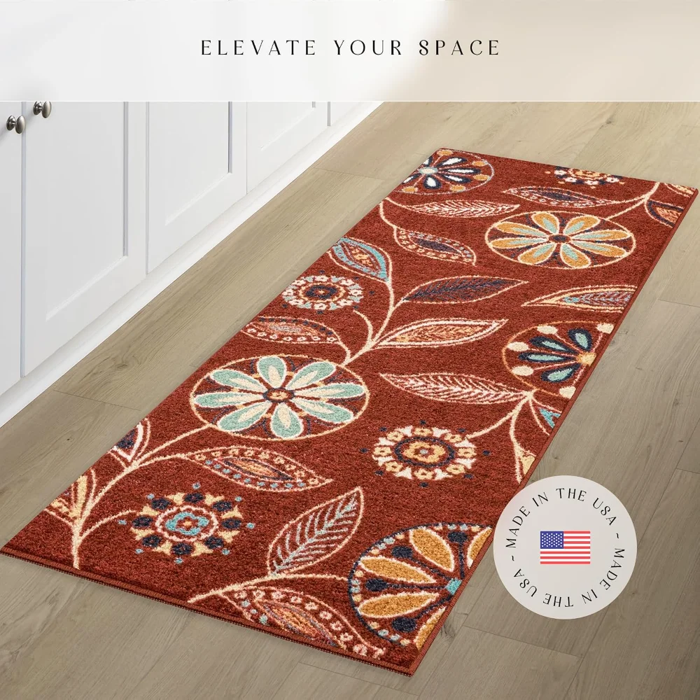 Reggie Floral Runner, 2' x 6', Merlot, view 2