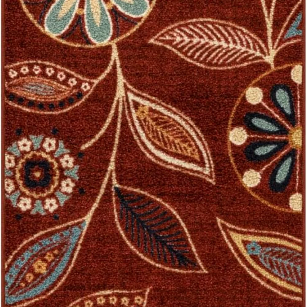 Reggie Floral Runner, 2' x 6', Merlot
