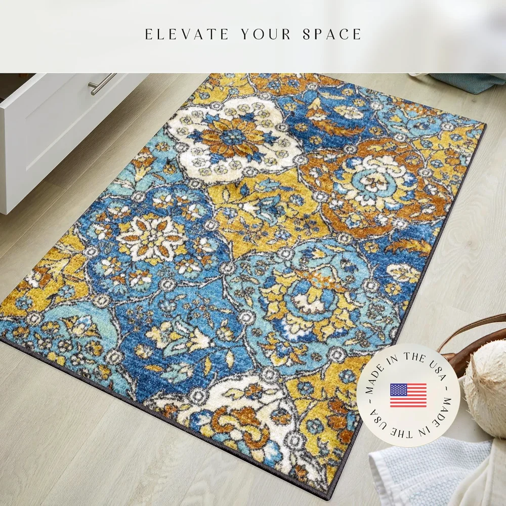Sutton Oriental Accent Rug, 2'6" x 3'10", Blue, view 2