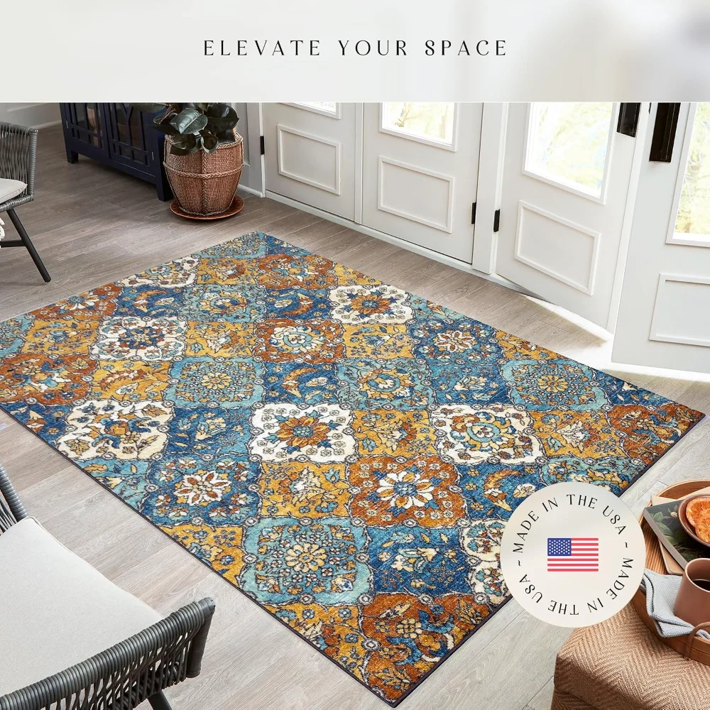 Sutton Oriental Area Rug, 4'9" x 7', Blue, view 2