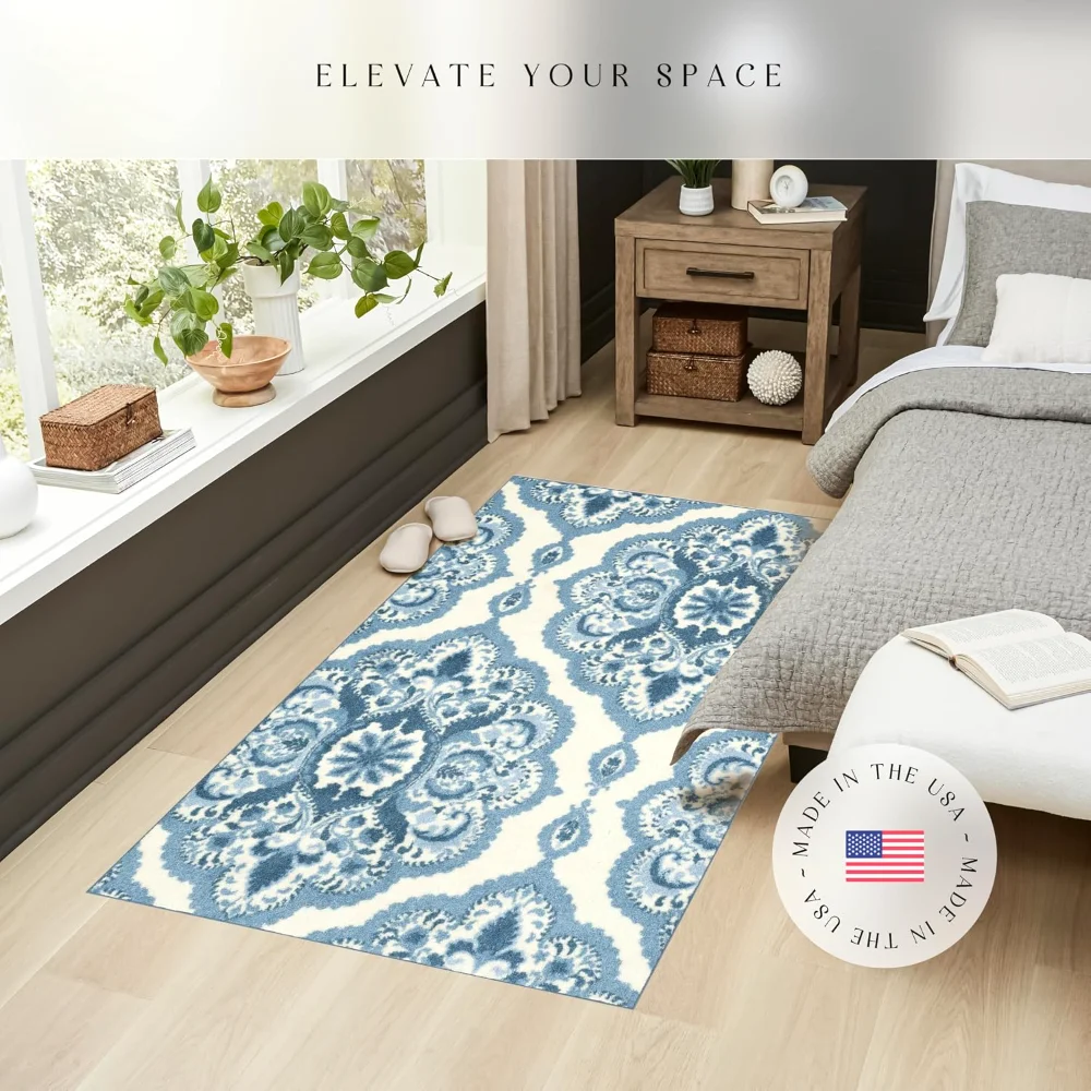Vivian Medallion Pet Mat, 3'4" x 5', Blue, view 4