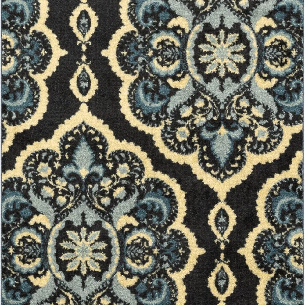 Vivian Medallion Pet Mat, 3'4" x 5', Persian Blue