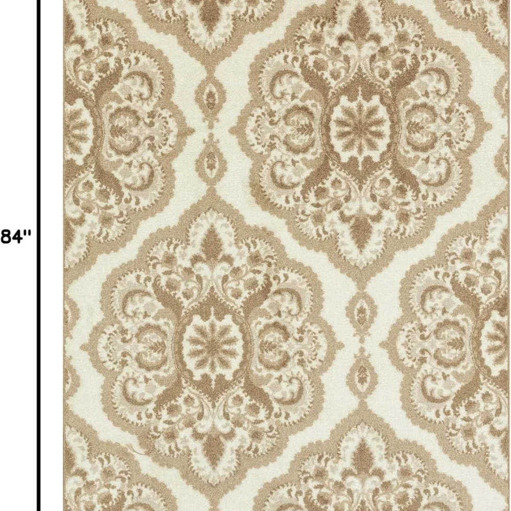 Vivian Medallion Pet Mat, 4'9" x 7', Beige, view 2