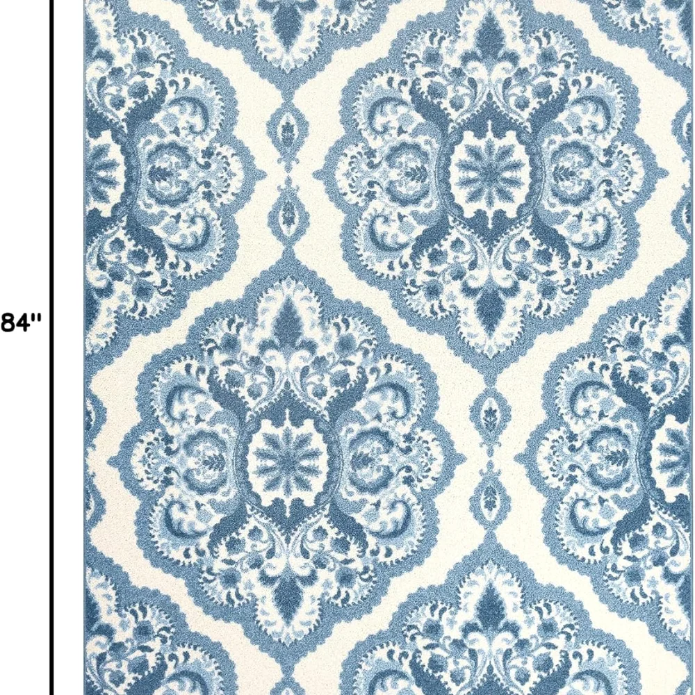 Vivian Medallion Pet Mat, 4'9" x 7', Blue, view 2