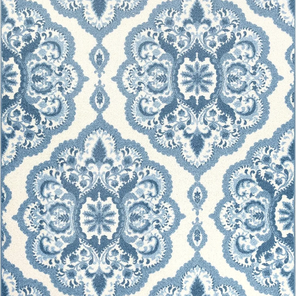 Vivian Medallion Pet Mat, 4'9" x 7', Blue