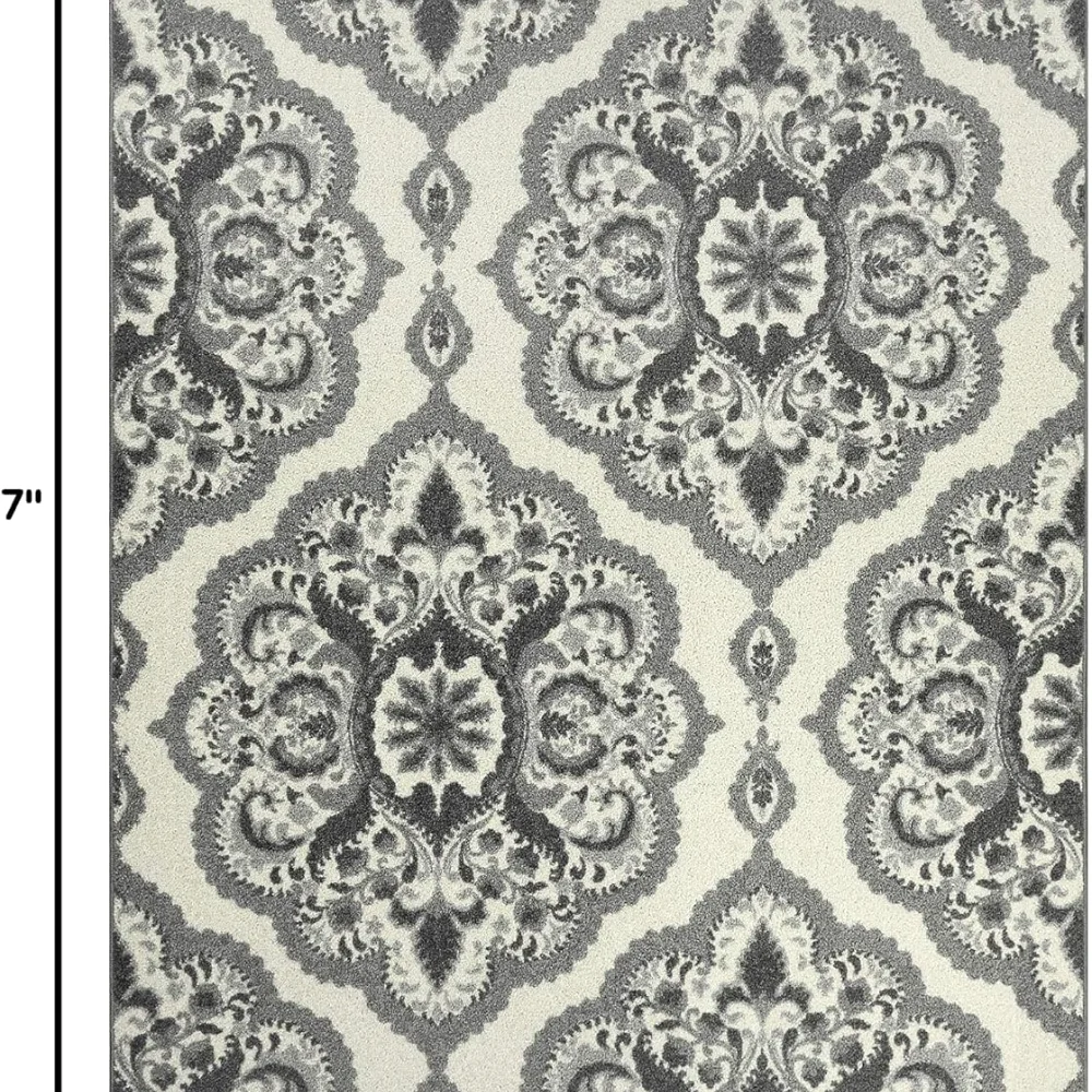 Vivian Medallion Pet Mat, 4'9" x 7', Grey, view 2