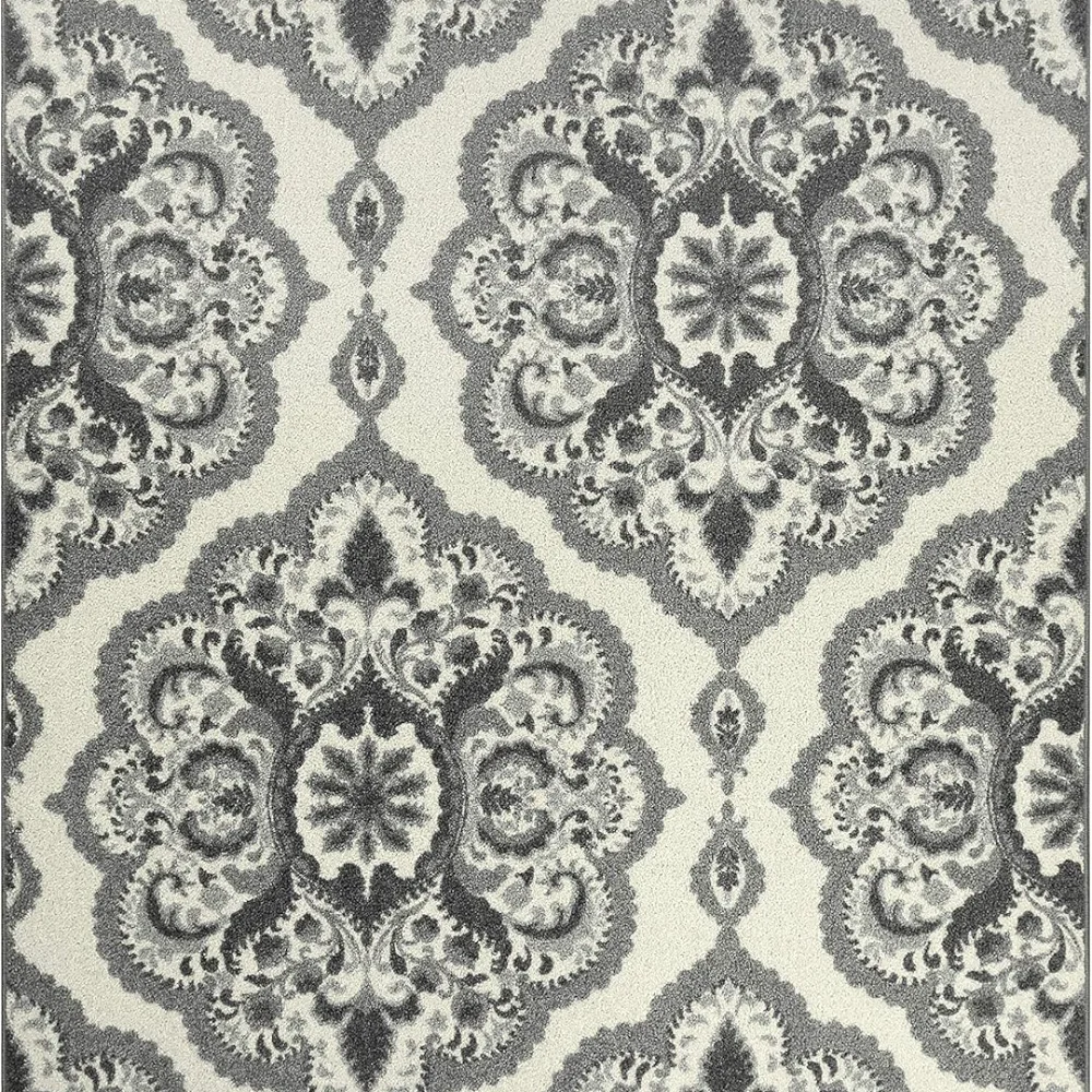Vivian Medallion Pet Mat, 4'9" x 7', Grey