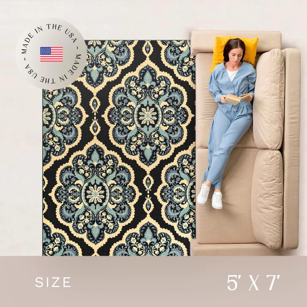 Vivian Medallion Pet Mat, 4'9" x 7', Persian Blue, view 4