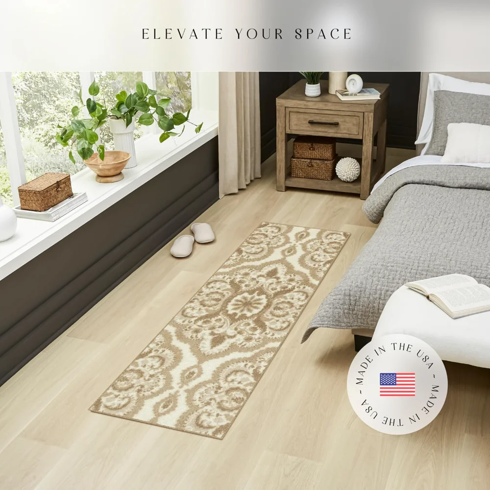 Vivian Medallion Runner, 1'8" x 5', Beige, view 3