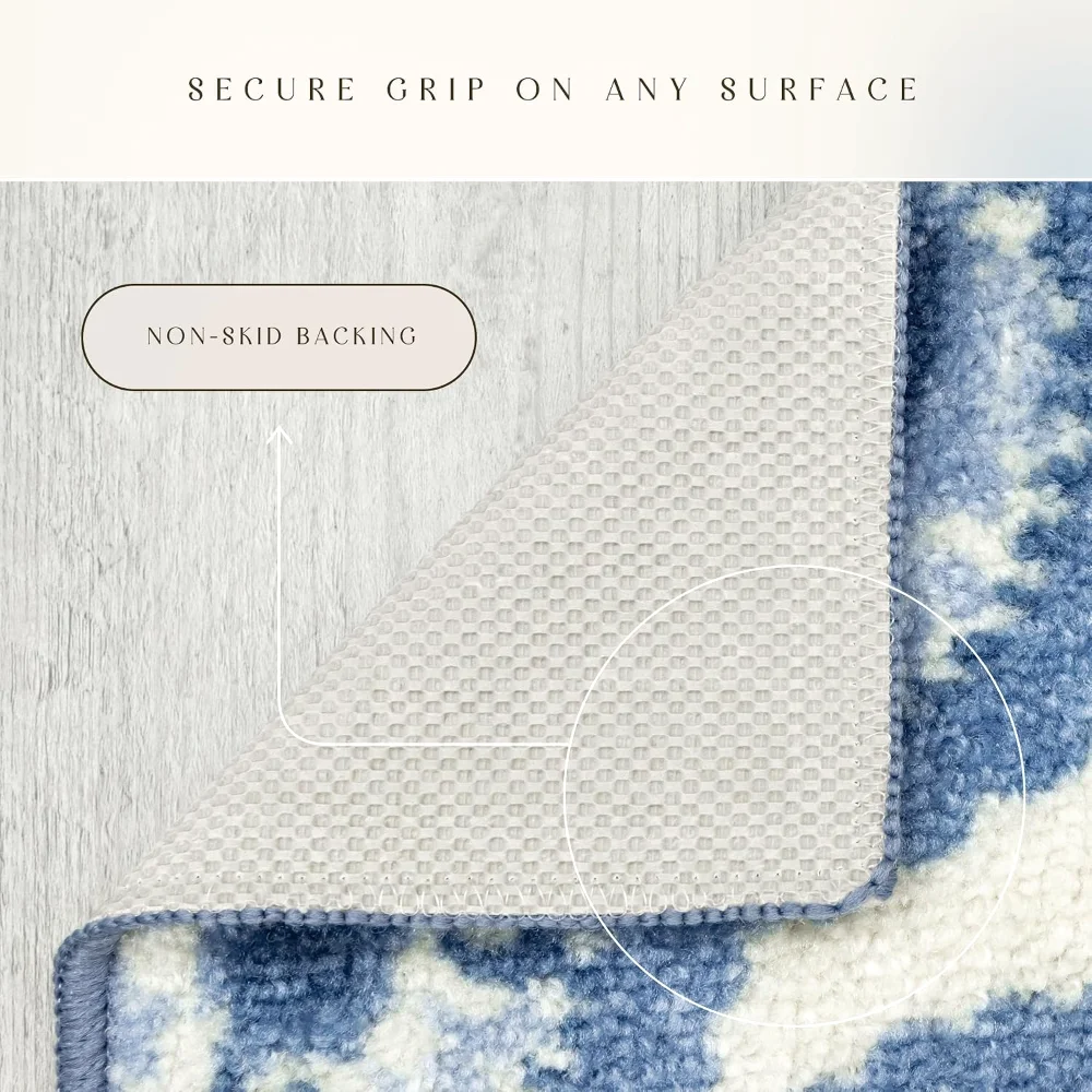 Vivian Medallion Runner, 1'8" x 5', Blue, view 5