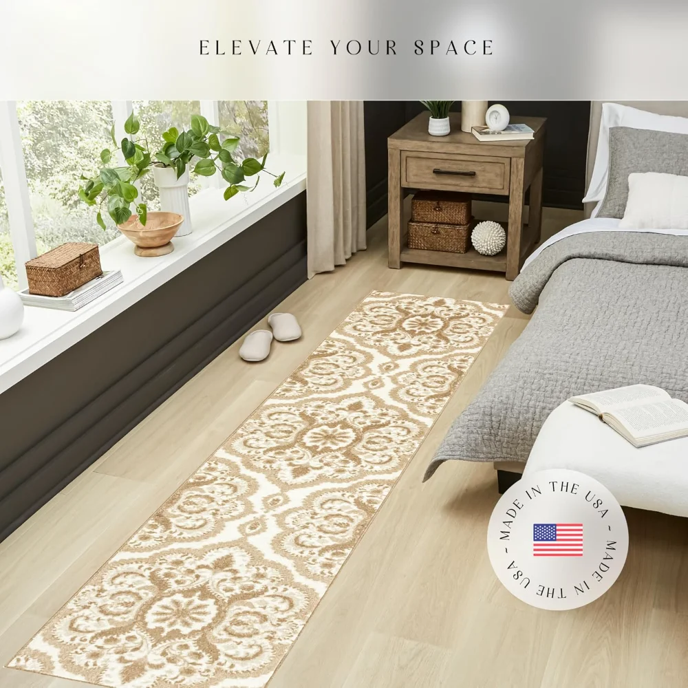 Vivian Medallion Runner, 2' x 10', Beige, view 3