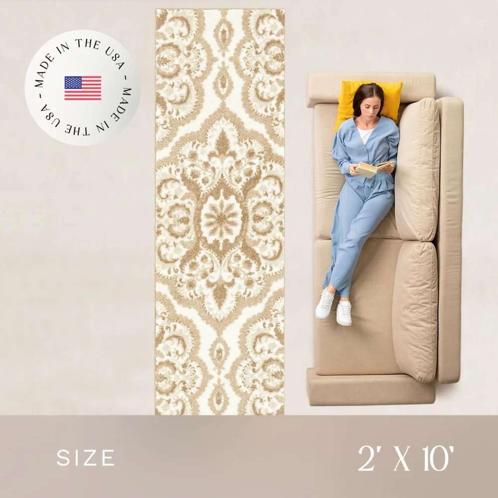 Vivian Medallion Runner, 2' x 10', Beige, view 4