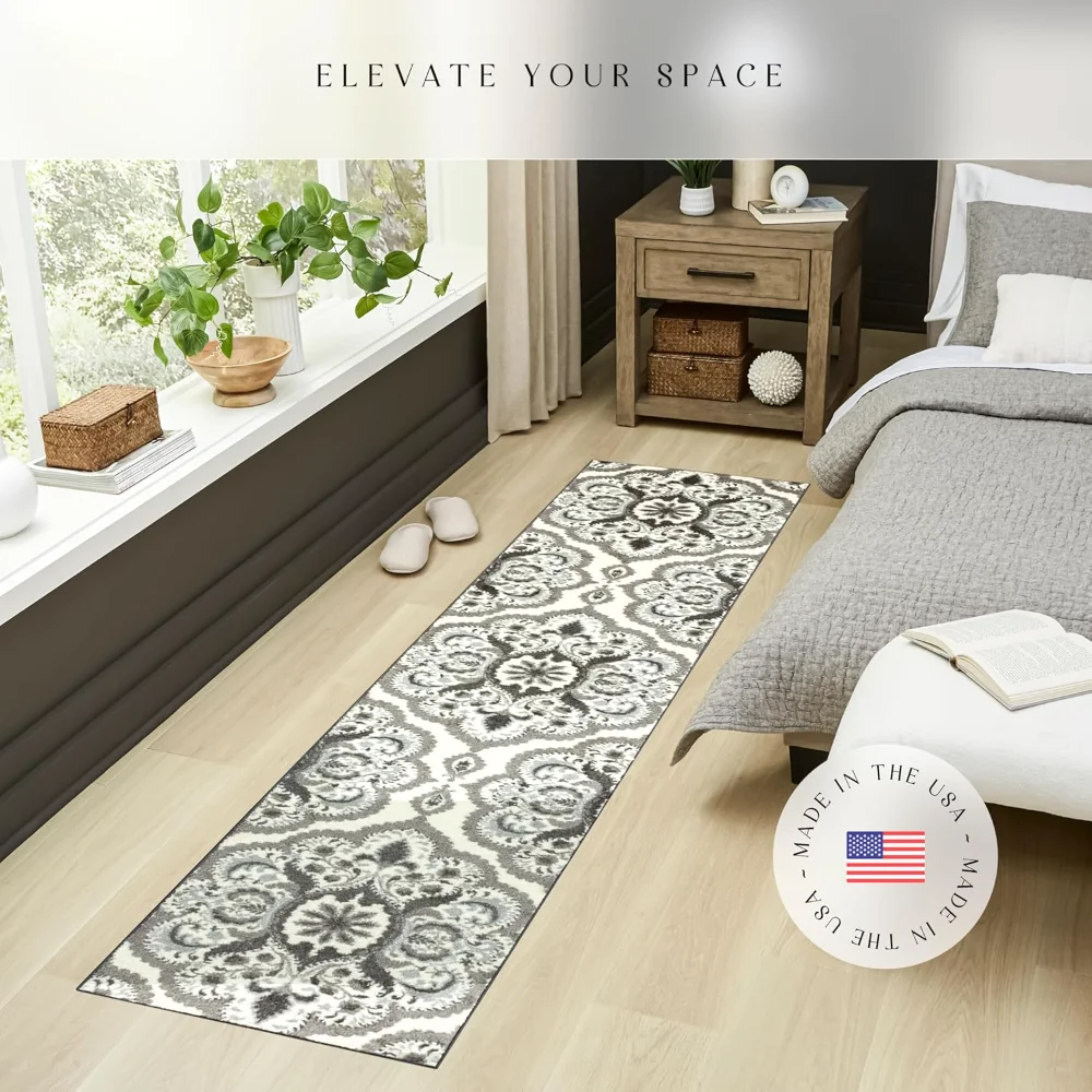 Vivian Medallion Runner, 2' x 10', Grey, view 2