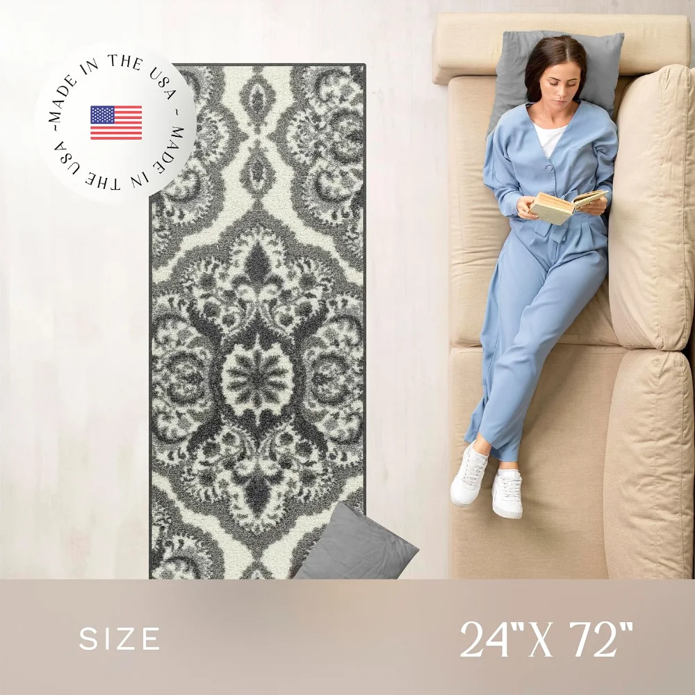 Vivian Medallion Runner, 2' x 6', Grey, view 3