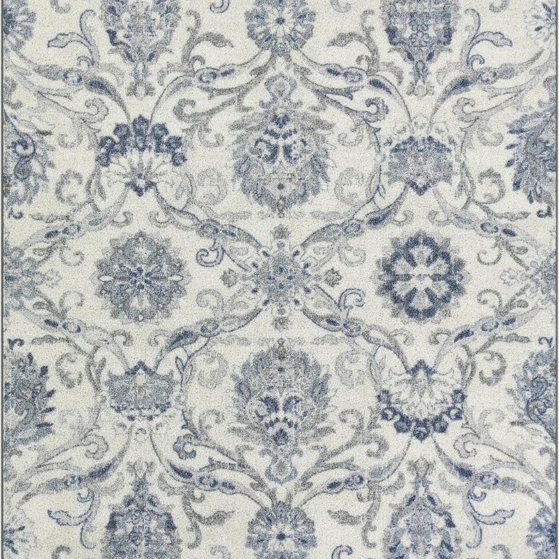 Blooming Damask Pet Mat, 5' x 7', Grey
